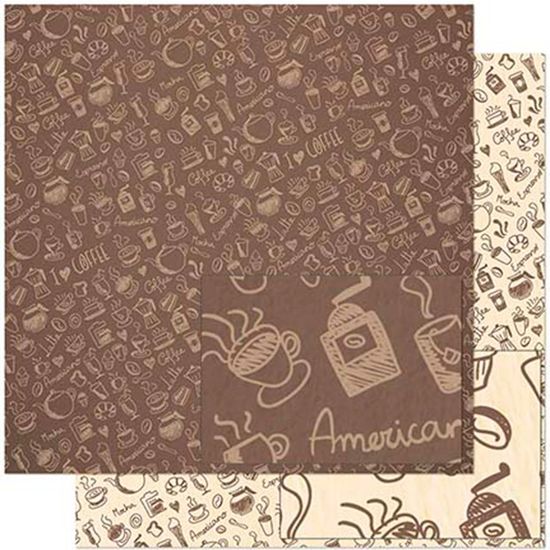 Papel Scrapbook Litoarte 30,5x30,5 SD-927 Estampa de Elementos de Café