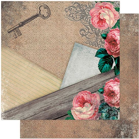 Papel Scrapbook Litoarte 30,5x30,5 SD-938 Rosas Vintage
