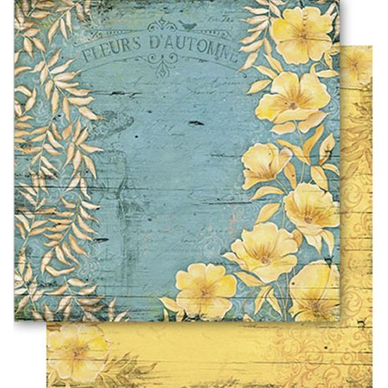 Papel Scrapbook Litoarte 30,5x30,5 SD1-049 Flores Amarelas