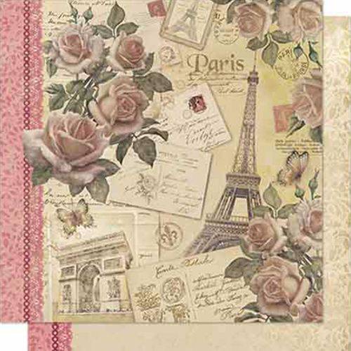 Papel Scrapbook Litoarte Sd-701 Dupla Face 30,5x30,5cm Rosas Vintage