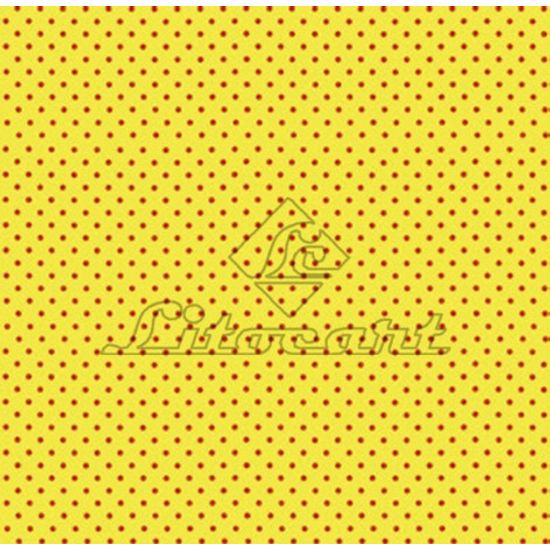 Papel Scrapbook Litocart 30,5x30,5 LSC-110 Poá Vermelho e Amarelo