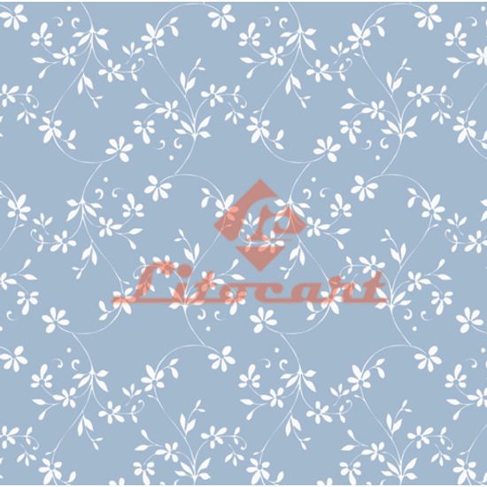 Papel Scrapbook Litocart 30,5x30,5 LSC-119 Flores Brancas e Azul
