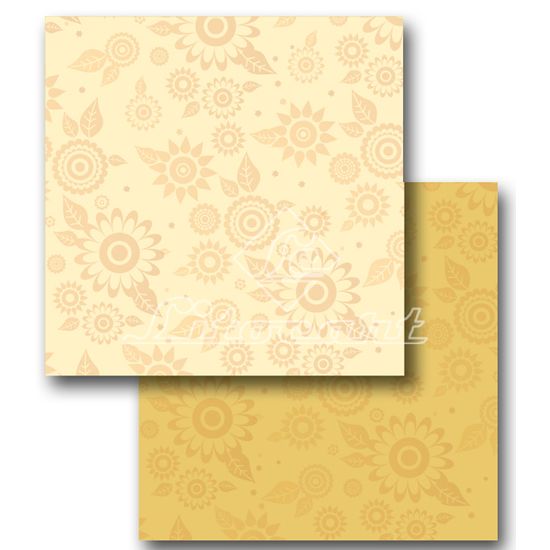 Papel Scrapbook Litocart 30,5x30,5 LSCD-015 Flores Bege e Amarelo