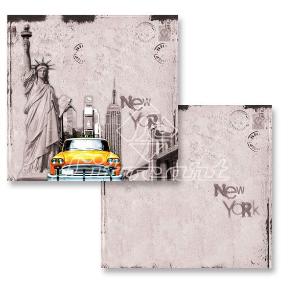 Papel Scrapbook Litocart 30,5x30,5 LSCD-131 New York Cinza e Amarelo