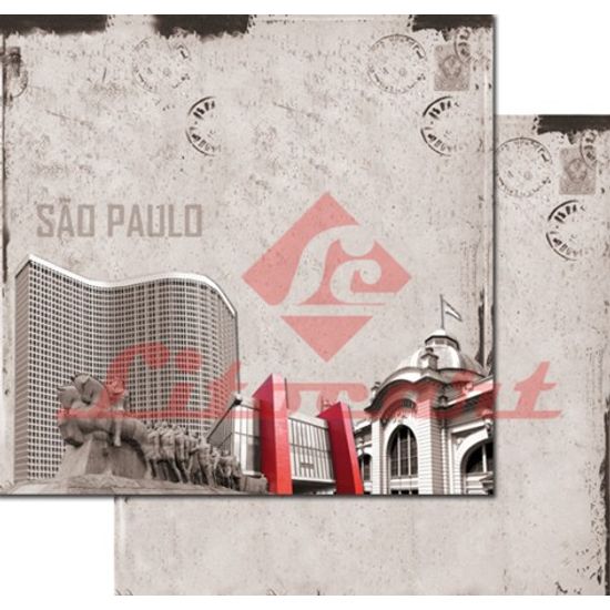 Papel Scrapbook Litocart 30,5x30,5 LSCD-159 São Paulo Cinza