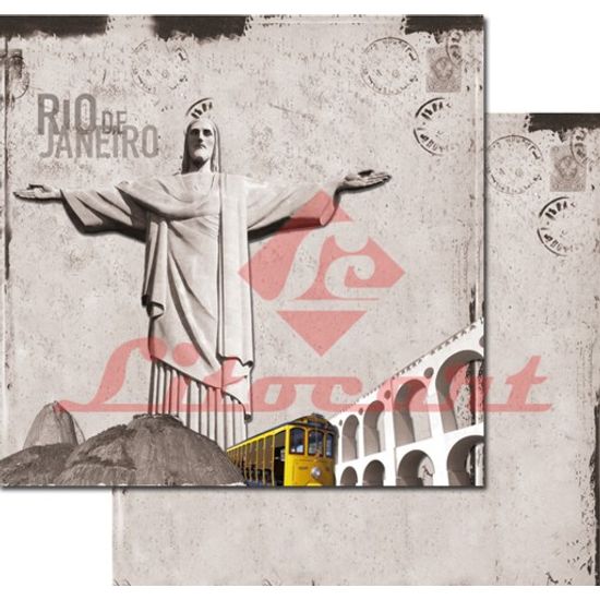 Papel Scrapbook Litocart 30,5x30,5 LSCD-160 Rio de Janeiro Cinza
