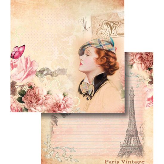Papel Scrapbook Litocart 30,5x30,5 LSCD-341 Mulher e Flores Paris