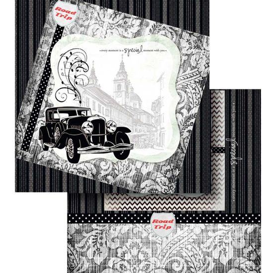 Papel Scrapbook Litocart 30,5x30,5 LSCD-443 Carro Antigo Preto
