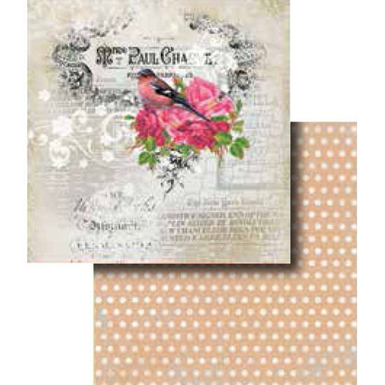 Papel Scrapbook Litocart 30,5x30,5 LSCD-273 Pássaro e Rosas