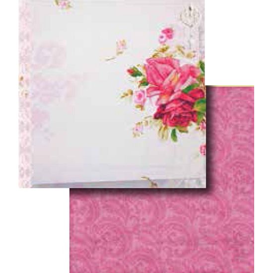 Papel Scrapbook Litocart 30,5x30,5 LSCD-274 Rosas Rosa