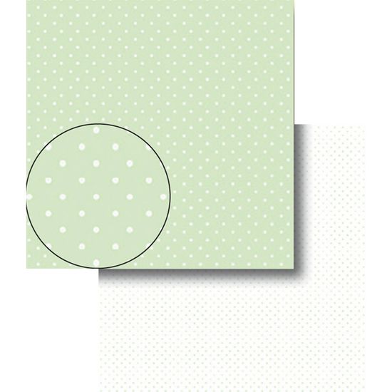Papel Scrapbook Litocart 30,5x30,5 LSCDS-003 Poá Verde e Branco