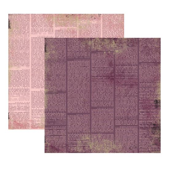 Papel Scrapbook Toke e Crie 30,5x30,5 KFSB169 Vintage Lilás Jornal
