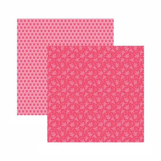 Papel Scrapbook Toke e Crie 30,5x30,5 KFSB554 Pink Floral
