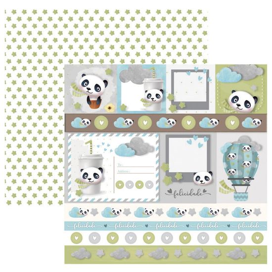 Papel Scrapbook Toke e Crie 30,5x30,5 SDF849 Baby Panda Cartões