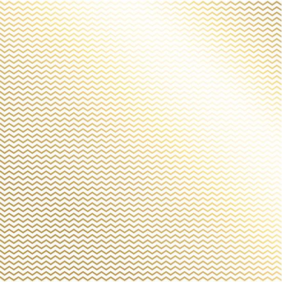 Papel Scrapbook Toke e Crie SDF703 Simples 30,5x30,5cm Metalizado Chevron Dourado Fundo Branco