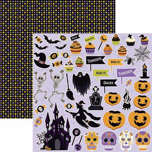Papel Scrapbook Toke e Crie Smb037 Dupla Face 30,5x30,5cm Halloween Recortes By Ivana Madi