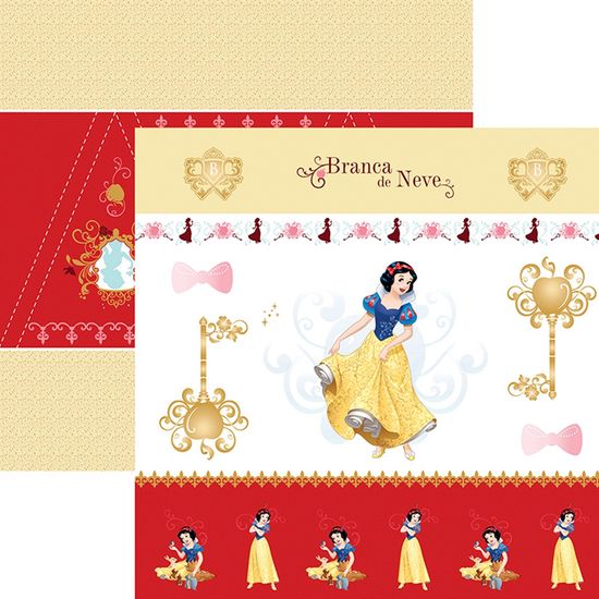 Papel ScrapFesta Disney Princesa Branca de Neve Cenário e Bandeirolas SDFD076 - Toke e Crie