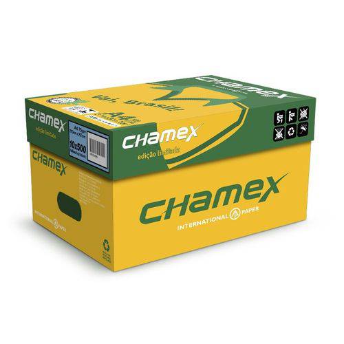 Papel Sulfite A4 Chamex Vai Brasil - 75 G/m² - 210 X 297mm - Pacotes com 500 Folhas