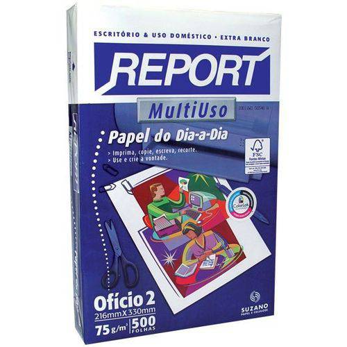 Papel Sulfite Oficio 2 Report Multiuso 75grs. Suzano Pct/500