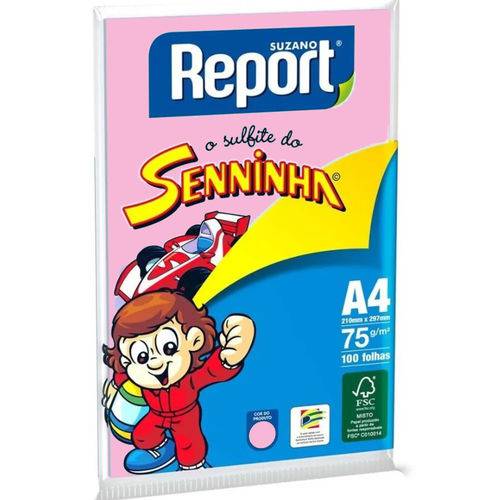 Papel Sulfite Senninha A4 75g 100 Folhas Rosa - Report