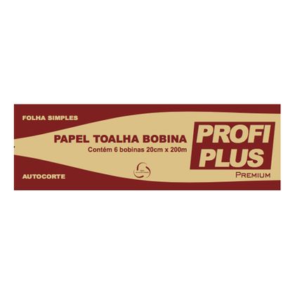 Papel Toalha Bobina 20x200mx6 Autocorte Folha Simples Profiplus Premium com 6 Bobinas