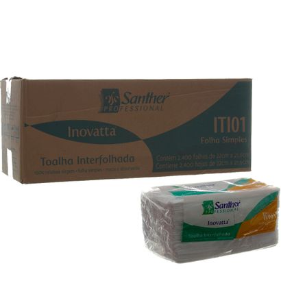 Papel Toalha Interfolhado 100% Celulose Folha Simples Caixa 2400 Folhas Inovatta