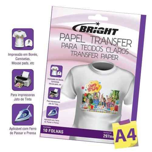 Papel Transfer Bright A4 - Tecidos Claros Pct 10 Fls
