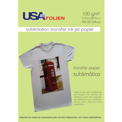 Papel Transfer P/sublimacao A4 100g Usa - Folien Brasil Pct.c/50