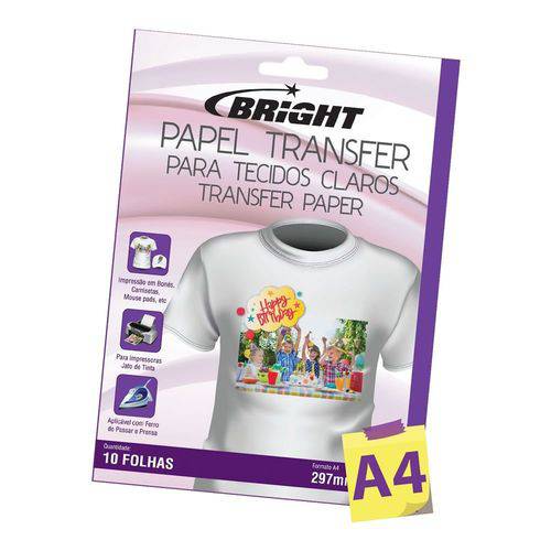 Papel Transfer para Camisetas A4 Tecidos Claros Bright 10Fls