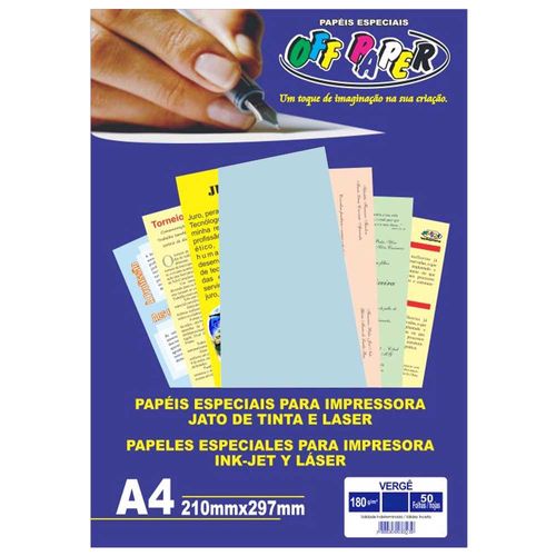 Papel Vergê A4 Azul 180g Off Paper 50 Folhas 999217