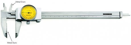 Paquímetro com Relógio (Metal Duro) - 150mm - Leit. 0,02mm - Digimess