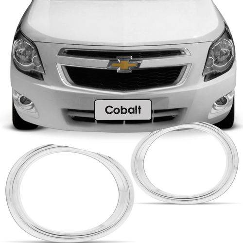 Par Aplique Aro Cromado Moldura Farol de Milha Chevrolet Cobalt 2012 a 2015 Fácil Instalação