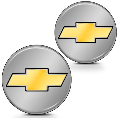 Par de Adesivo Emblema Resinado para Chave Canivete - Linha GM Chevrolet - Prata e Dourado