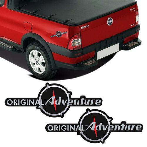 Par de Emblemas Original Adventure Fiat Strada 2008 Adesivo