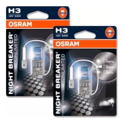 Par de Lâmpada H3 Osram Night Breaker Unlimited 55w 12v