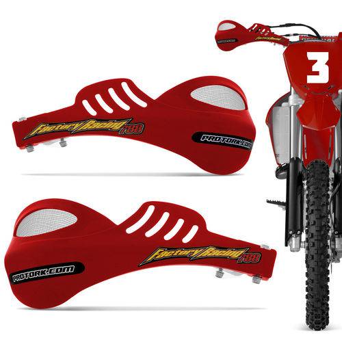 Par de Protetor de Mão Motocross Protork 788 Trilha Universal Vermelho