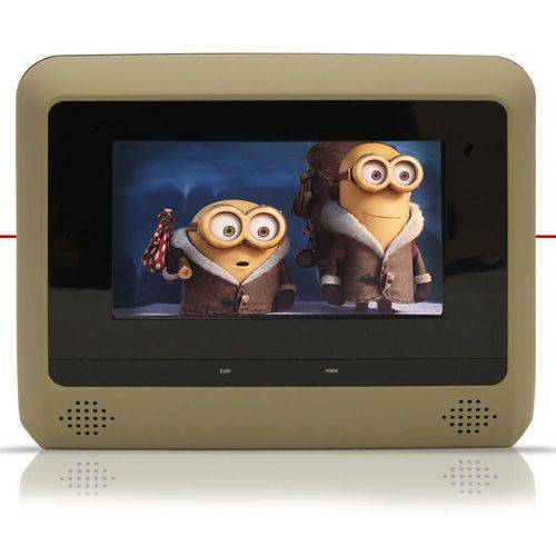 Par DVD Player Tela para Encosto de Cabeça 7” LCD com Game USB SD com Transmissor FM Touchcreen Bege
