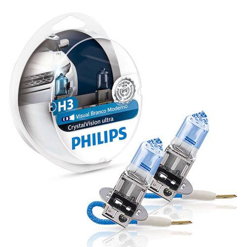 Par Lâmpada Crystal Vision Ultra Philips H3