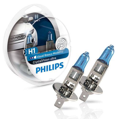 Par Lâmpada Crystal Vision Ultra Philips H1