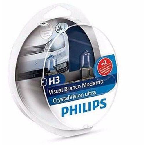 Par Lampada Philips H3 Crystal Vision Ultra 4300k + Pingos
