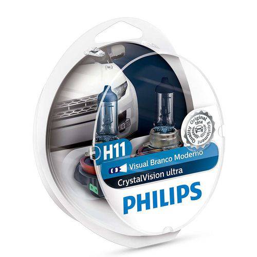 Par Lampada Philips H11 Crystal Vision Ultra 4300k + Pingos