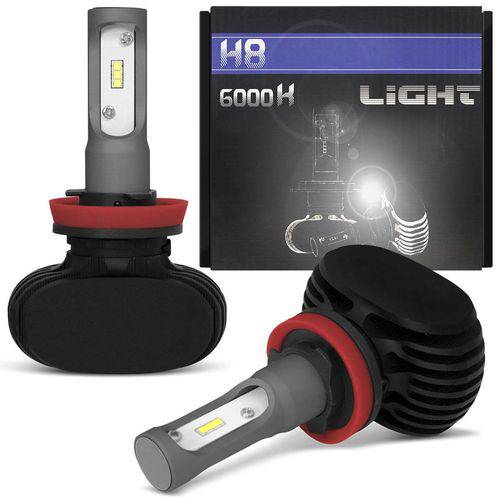 Par Lâmpadas Ultra LED H8 6000K 12V 50W 8000LM Efeito Xênon Carro