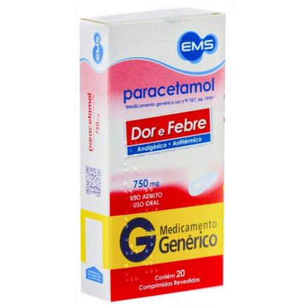 Paracetamol 750mg 20 Comprimidos Generico Ems
