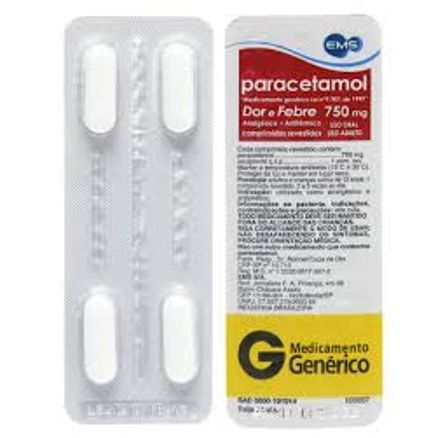 Paracetamol 750mg 4 Comprimidos Generico Ems