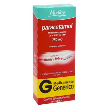 Paracetamol 750mg Medley 20 Comprimidos