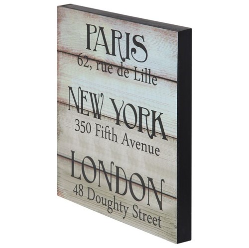 Paris, Ny & London Placa Decor. 30 X 30 Branco Lavado/preto