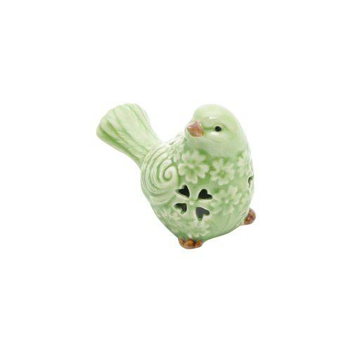 Pássaro Decorativo 9,5 X 6,5 Cm de Cerâmica Verde Tree Lyor - L4181