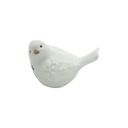 Pássaro Decorativo de Cerâmica Branco 10x6,5x6,5cm