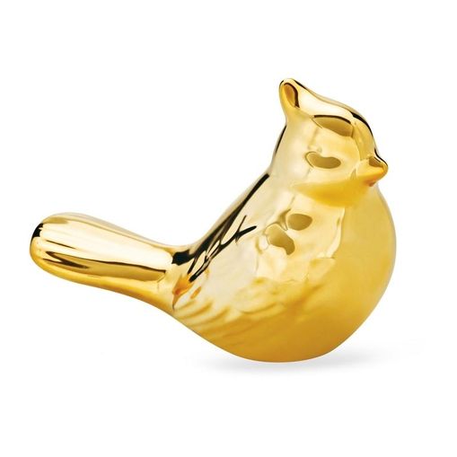 Pássaro Decorativo de Cerâmica Dourado 15cm 8591 Mart