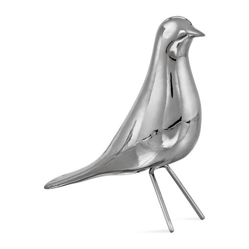 Pássaro Decorativo de Cerâmica Prata 18cm 9520 Mart